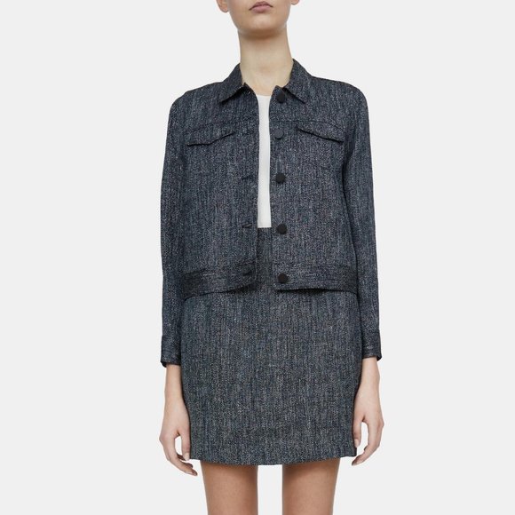 "Theory"Jean jacket in Herringbone Linen-Viscose